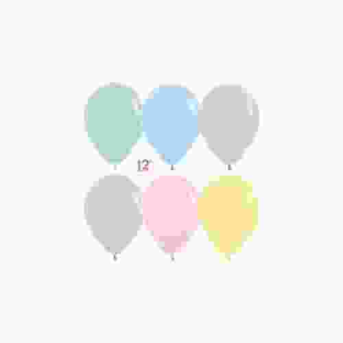 Шар (12'/30 см) Ассорти светлое (109, 120, 130, 140, 150), пастель, 12 шт.